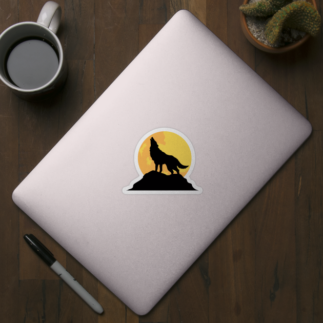 Howling Wolf Silhouette by Caring is Cool